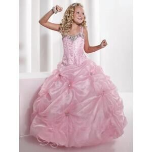 NEW TIFFANY PRINCESS girls organza bubble pageant dress in pink